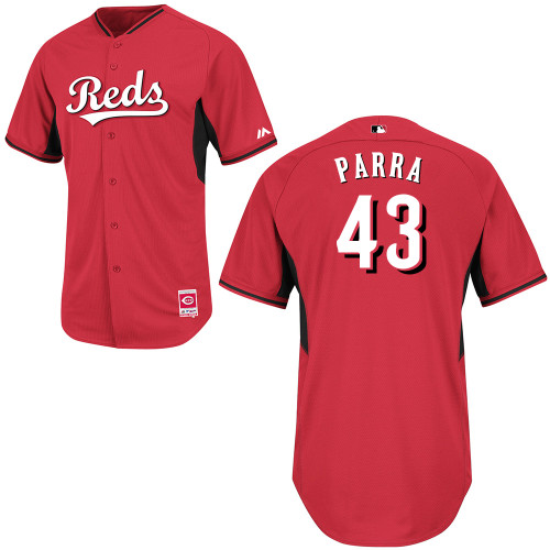 Manny Parra #43 MLB Jersey-Cincinnati Reds Men's Authentic 2014 Cool Base BP Red Baseball Jersey